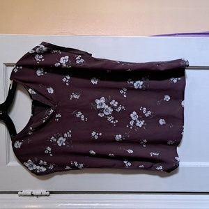 Purple cap sleeve blouse.